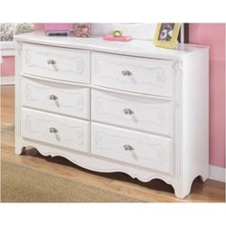 Full size white Ashley princess style furniture bedroom set