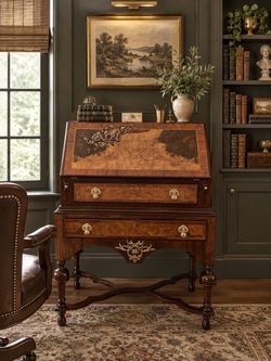 Vintage Walnut Book-Macth Secretary Desk