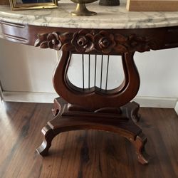 Italian Hand Carved Wood Marble Top Tables