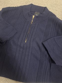 Navy Mock Neck Knit Tshirt