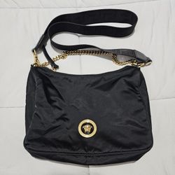 Versace Nylon Medusa Shoulder Bag Black