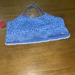 Light Blue Polkadot Bikini Top Kids XXL