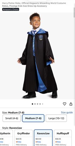 Kids Harry Potter Robe, Official Hogwarts Wizarding World Costume Robes Size M 7-8