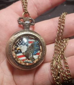 American Eagle Quartz Pocket Watch 