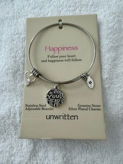 Unwritten Happiness Charm Bangle Bracelet