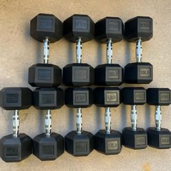 20-40lb Hex Rubber Dumbbell Set Weights 