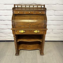 Vintage Small Roll Top Secretary Desk