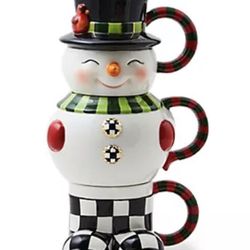  MacKenzie - Childs Set of 3 Holiday Stacking Mugs