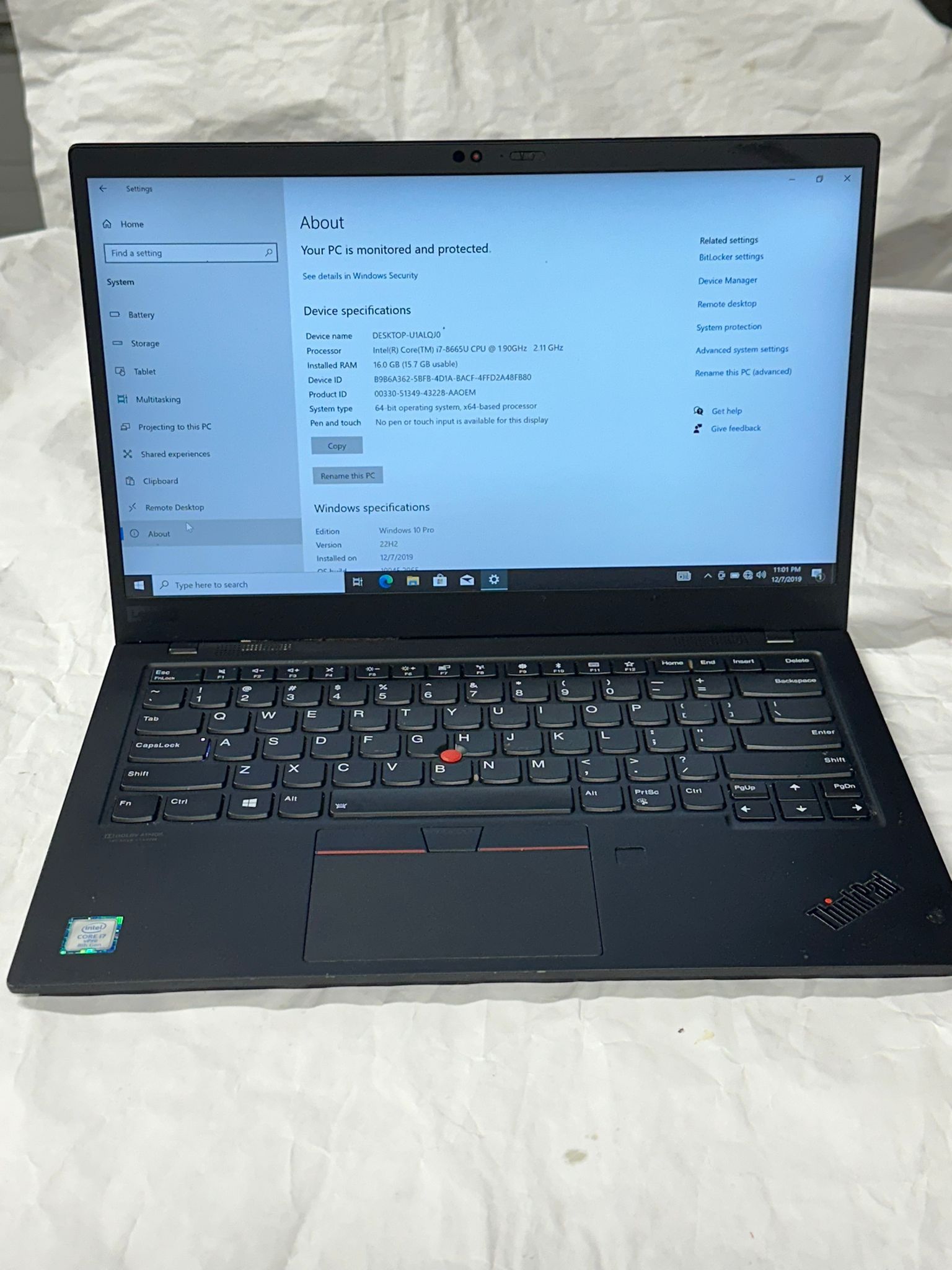 Lenovo Laptop X 1 Carbon