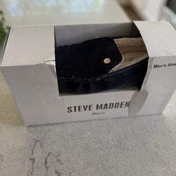 New Steve Madden Shoes Mens 9 Spire Slip On Lined Moccasin Slippers Blue Fabric
