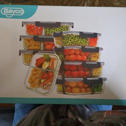 8 Piece 3 Compartment Glass Meal Prep Container Set