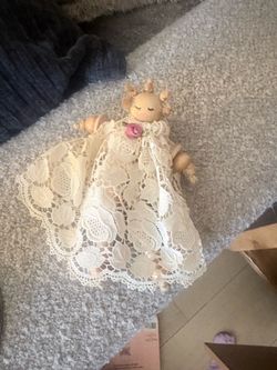 Wooden Angel Doll with Lace Dress