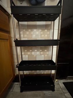 4-Tier Black Rolling Storage Shelf Rack