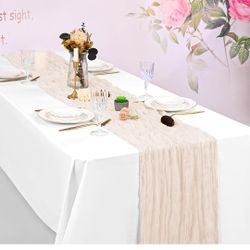 10 Ivory White Cheese Cloth Table Runners