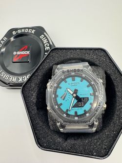 G-Shock GA-2100 Clear Transparent & Turquoise Blue Analog-Digital Watch – New in Box