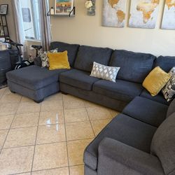 Beautiful Dar Grey / Blue Sectional Couch From Ashley Furniture 