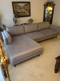 Gray Microfiber Couch With Chaise