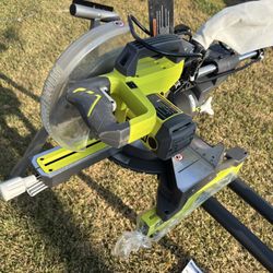 Ryobi 10 in. 15 Amp Corded Sliding Compound Miter Saw w/ LED Cutline Indicator with Stand