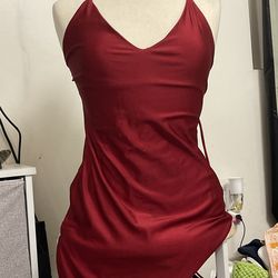 Burgandy silk tight dress