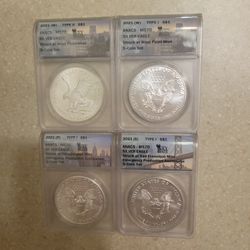 2021 P, S And W American Silver Eagles.  Graded.  $60 Each 