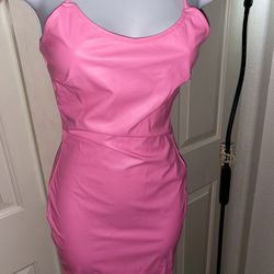 Fashion Nova WomensFaux Leather Mini Dress Size Small Pink
