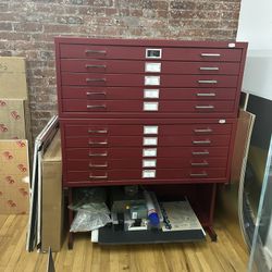 Red Safco Flat File Cabinet
