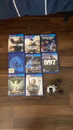 ps4 games and a baitcaster reel
