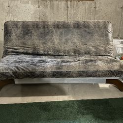 Gray/brown Suede-like Futon