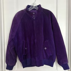 Vintage Purple Suede Leather Bomber Jacket from Korea Women’s Size Medium