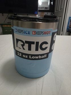 RTIC 12 oz Lowball Tumbler Light Blue Stainless Steel Insulated with Lid