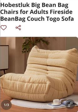 Hobestluk Big " Cream" Bean Bag Chair Togo Sofa
