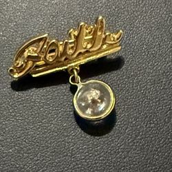 “FAITH” Vintage~Rare Gold-Tone Brooch with Crystal Accent