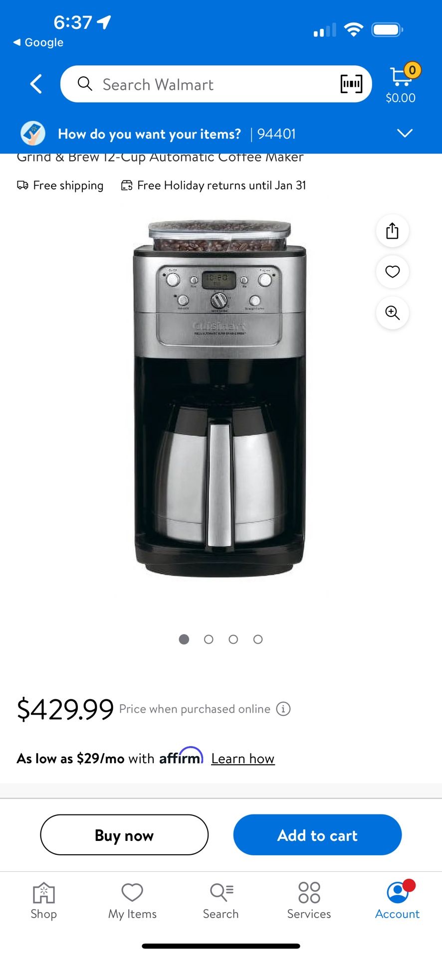 Cuisinart Grind and brew 12 cup auto coffee make DGB-900BC