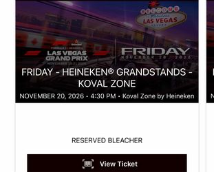 (2) F1 Las Vegas Grand Prix Friday Ticket 2026