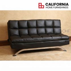 Modern Convertible Futon Sofa Bed / Couch with Metal Legs Contemporary Living Room Futon / Sleeper Couch - Excellent Condition