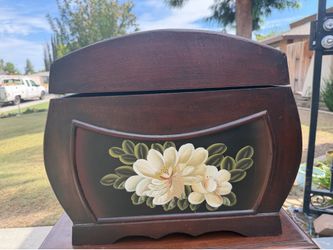 Large Hand-Painted Floral Wooden Chest