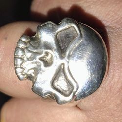 Real 99.9 Percent Silver Men's Skull Ring 
