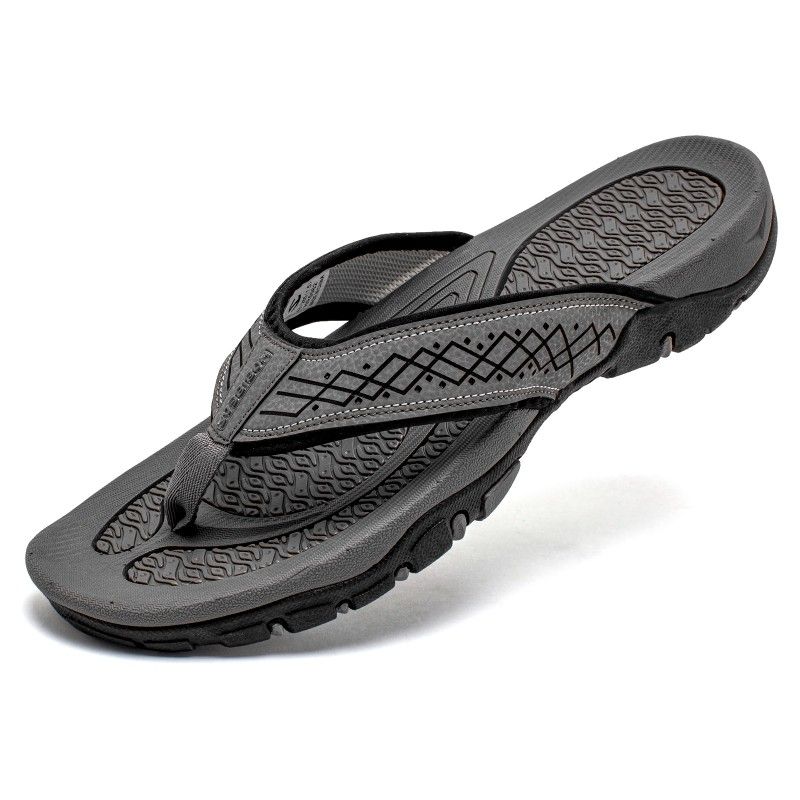 Men's Flipflop Beach Sandals, Grey, All Sizes