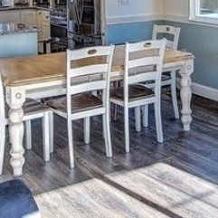Farm table with 4 chairs and bench.
