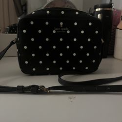 Black and White Polkadot Kates Spade Crossbody Purse