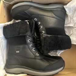UGG Adirondack III Black Waterproof Leather Short Snow Boots Size US 7 Women