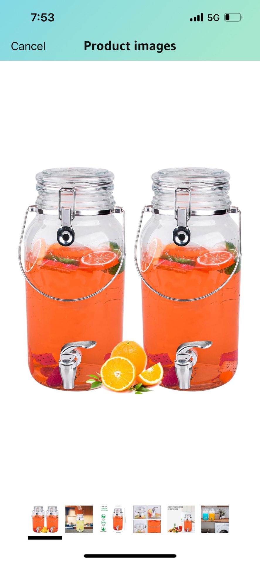 GLASS DRINK DISPENSER SET OF 2