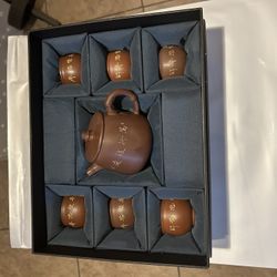 Chinese Handmade Qinzhou Nixing Clay Teapot Set 