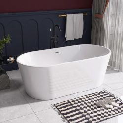 67” Freestangding Bathtub,Bath Tub, White Soaking Tub – Oval Acrylic Bathtubs cUPC Certified