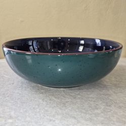 Blue, Green Mottled Serving Bowl