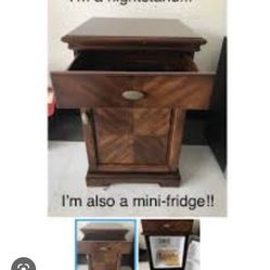 End Table And Mini Fridge 