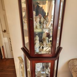 Glass Curio Cabinet With 30+ Precious Moments Figurines- Colletor's Set