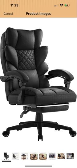 Dowinx Big and Tall Office Chair with Pocket Spring Cushion,High Back Computer Gaming Chairs with Linkage Armrests,Executive Desk Chairs with Footrest