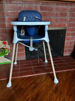 Convertible High Chair (Blue) - Folds for Travel