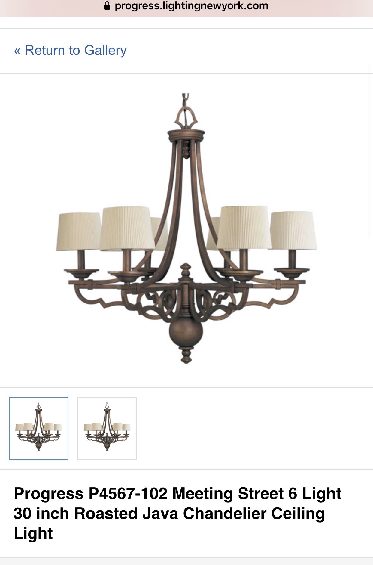 BRAND NEW IN BOX - Progress P4567-102 Meeting Street 6 Light 30 inch Roasted Java Chandelier Ceiling Light - pendant, sconce